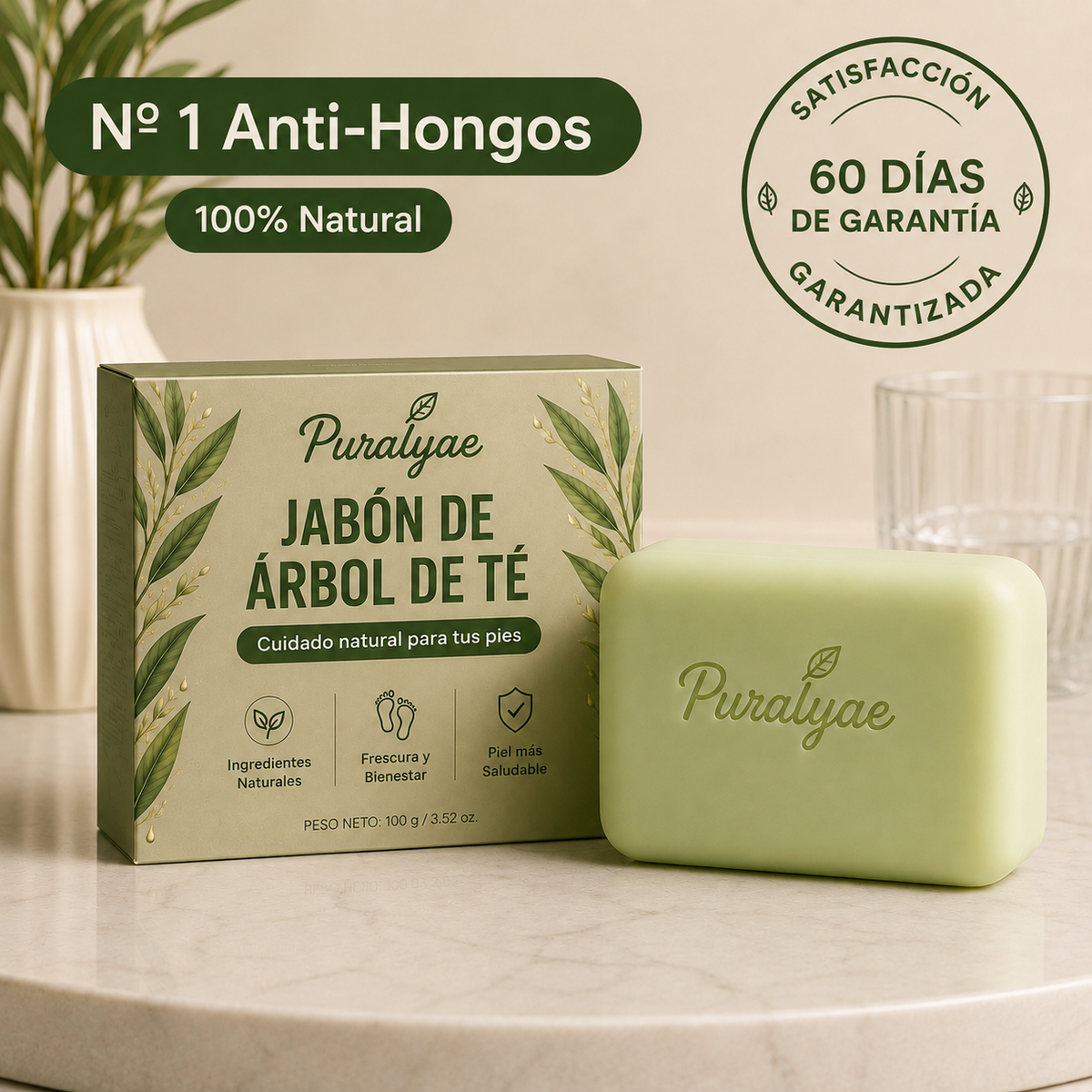 Jabón Puralyae de árbol de té con su estuche