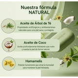Fórmula natural: aceite de árbol de té, aceite de coco y hamamelis